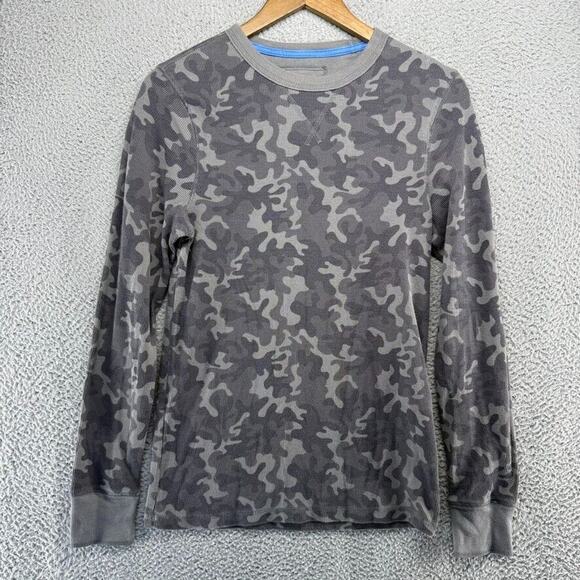 Vintage Urban Pipeline Shirt Men's Medium Gray Camo Thermal Waffle Grunge y2k - Picture 1 of 8